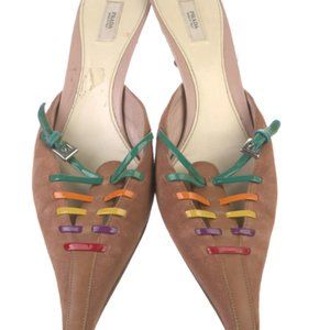 PRADA Suede Colorblock Pattern Mules
